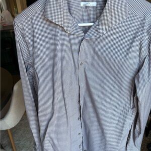 Calvin Klein Men's Black and White Checkered Shirt